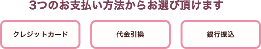 3つのお支払い方法からお選び頂けます